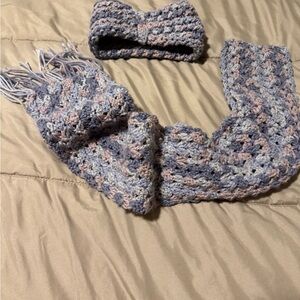 Hand made matching set open top  hat & scarf